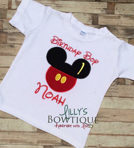 Embroidered Mickey Inspired Birthday Boy Shirt