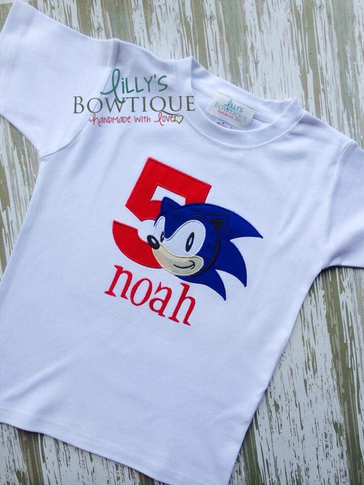 Sonic Inspired Embroidered Birthday Shirt