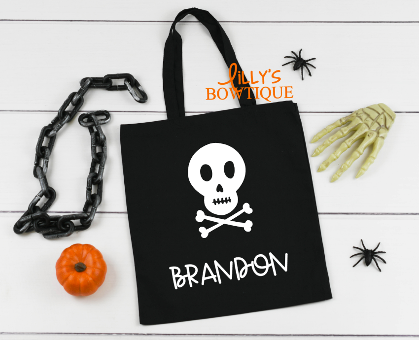 Personalized Skull Canvas Tote