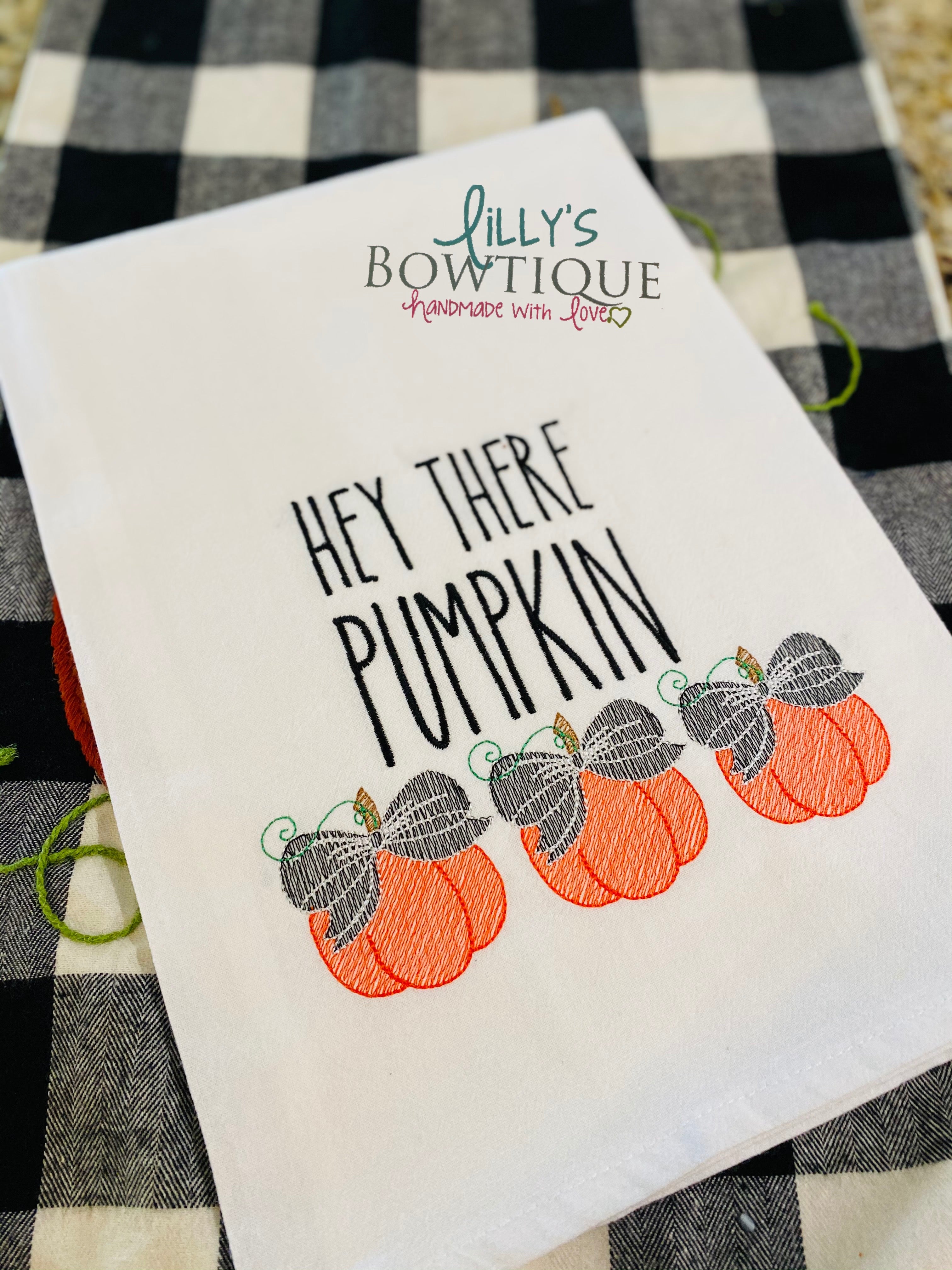 Embroidered Hey There Pumpkin Dish Towel