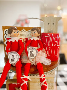 Elf Embroidered Mr. and Mrs. Right Mugs