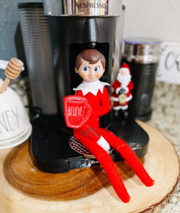 Elf Embroidered  Believe Coffee Mug