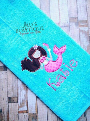 Personalized Embroidered Mermaid Towel