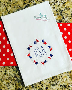 Embroidered USA Dish Towel